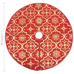 Luxus Weihnachtsbaumdecke Rot mit Socke 90cm