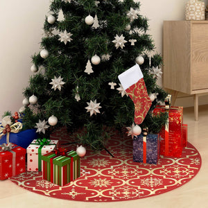 Weihnachtsbaumdecke mit Socke Rot 122 cm