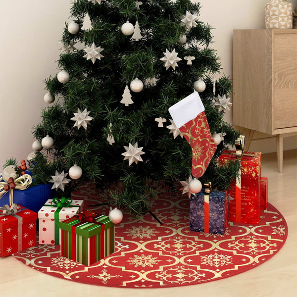 Weihnachtsbaumdecke mit Socke Rot 122 cm