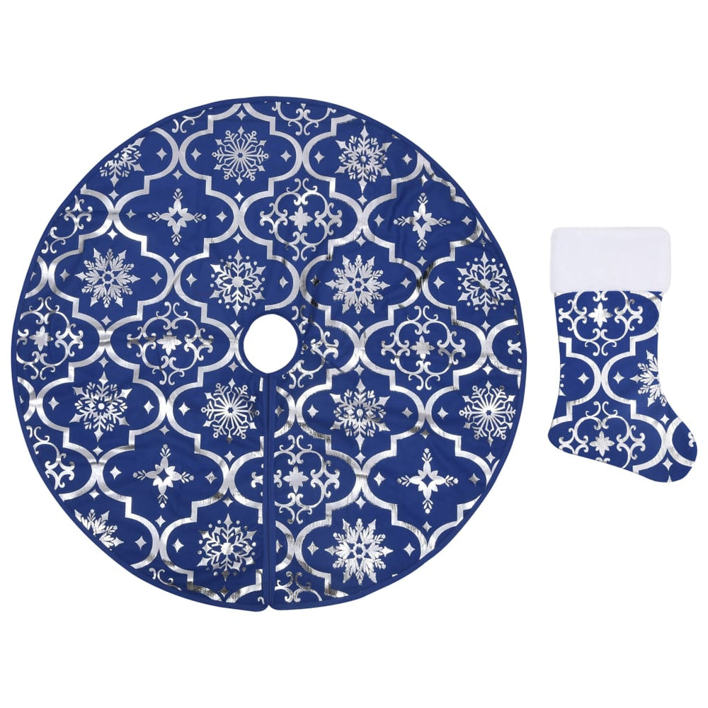 Luxus Weihnachtsbaumdecke Blau mit Socke