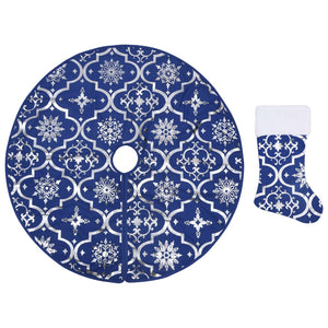 Luxus Weihnachtsbaumdecke Blau 150cm mit Socke