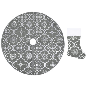Luxus Weihnachtsbaumdecke Grau mit Socke 90cm