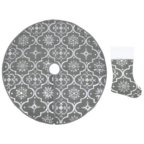 Luxus Weihnachtsbaumdecke Grau mit Socke 90cm