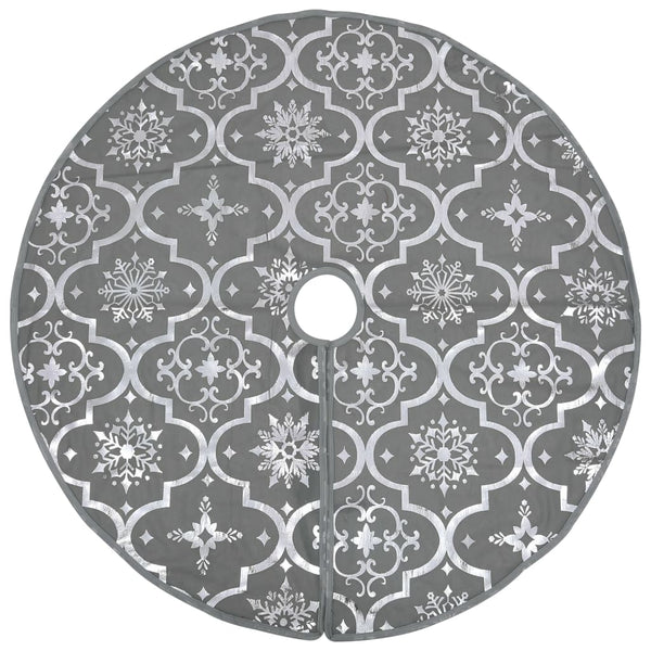 Luxus Weihnachtsbaumdecke Grau mit Socke 90cm