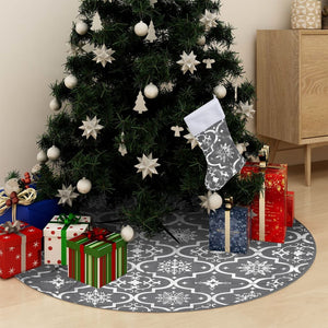 Luxus Weihnachtsbaumdecke Grau mit Socke 150cm