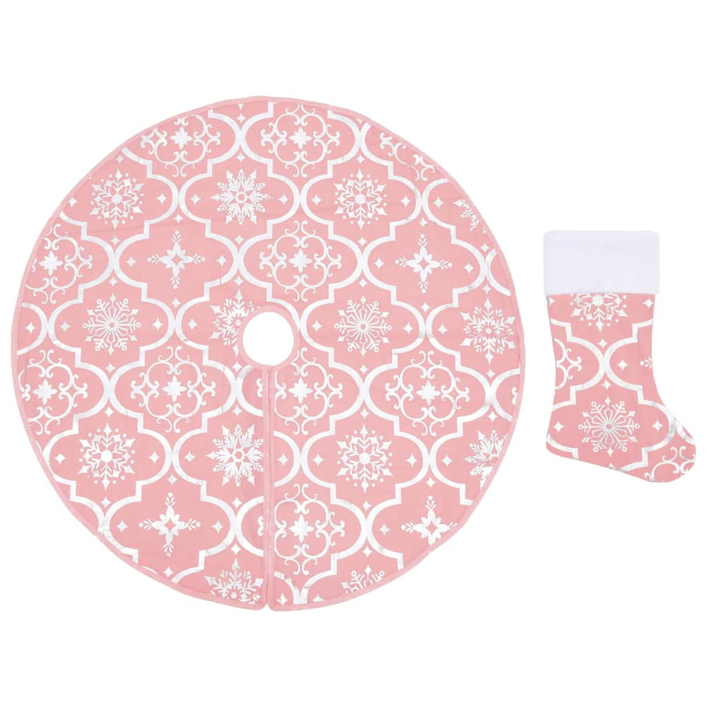 Rosa Weihnachtsbaumdecke mit Socke 150cm