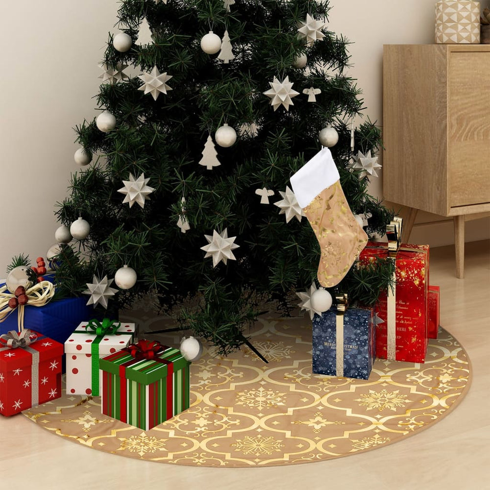 Gelbe Weihnachtsbaumdecke mit Socke 90cm
