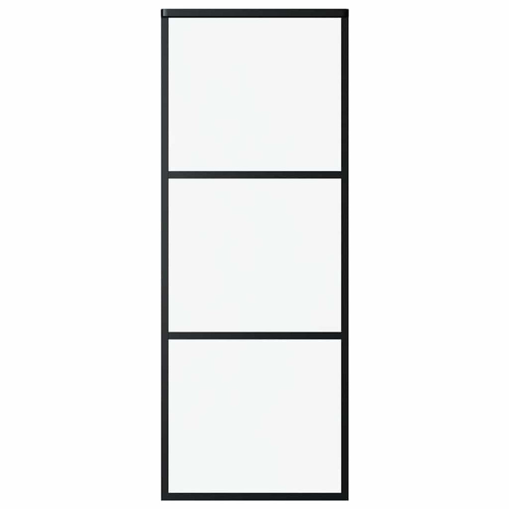 Schiebetür 3-teilig ESG-Glas und Aluminium 76x205 cm Schwarz