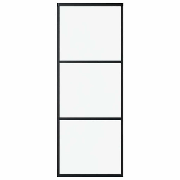 Schiebetür 3-teilig ESG-Glas und Aluminium 76x205 cm Schwarz