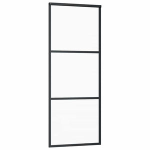 Schiebetür 3-teilig ESG-Glas und Aluminium 76x205 cm Schwarz