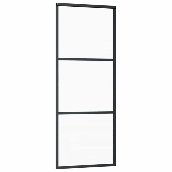 Schiebetür 3-teilig ESG-Glas und Aluminium 76x205 cm Schwarz