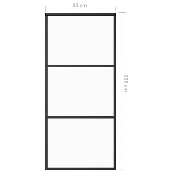 Schiebetür ESG-Glas und Aluminium 90x205 cm Schwarz