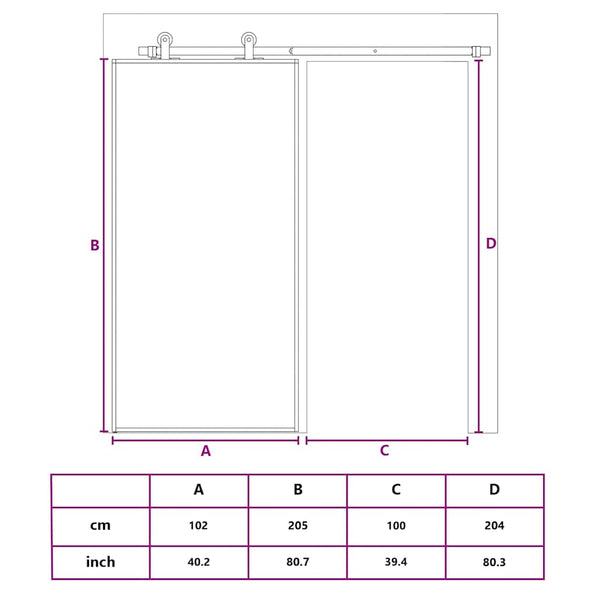 Schiebetür ESG-Glas und Aluminium 102x205 cm Schwarz