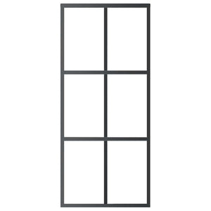 Schiebetür ESG-Glas und Aluminium 90x205 cm Schwarz