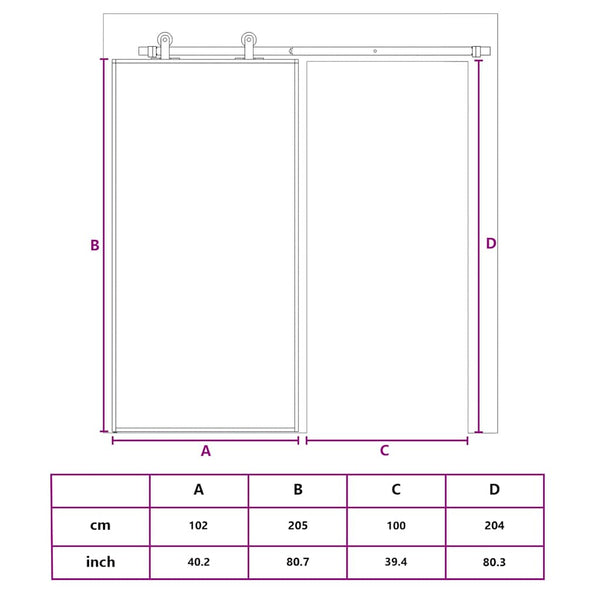 Schiebetür ESG-Glas und Aluminium 102x205 cm Schwarz