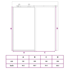 Schiebetür ESG-Glas und Aluminium 102x205 cm Schwarz