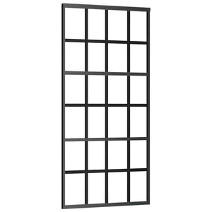 Schiebetür ESG-Glas und Aluminium 90x205 cm Schwarz