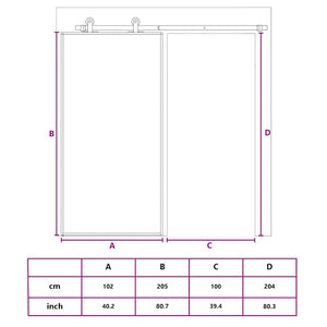 Schiebetür ESG-Glas und Aluminium 102x205 cm Schwarz