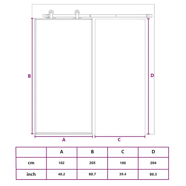 Schiebetür ESG-Glas und Aluminium 102x205 cm Schwarz