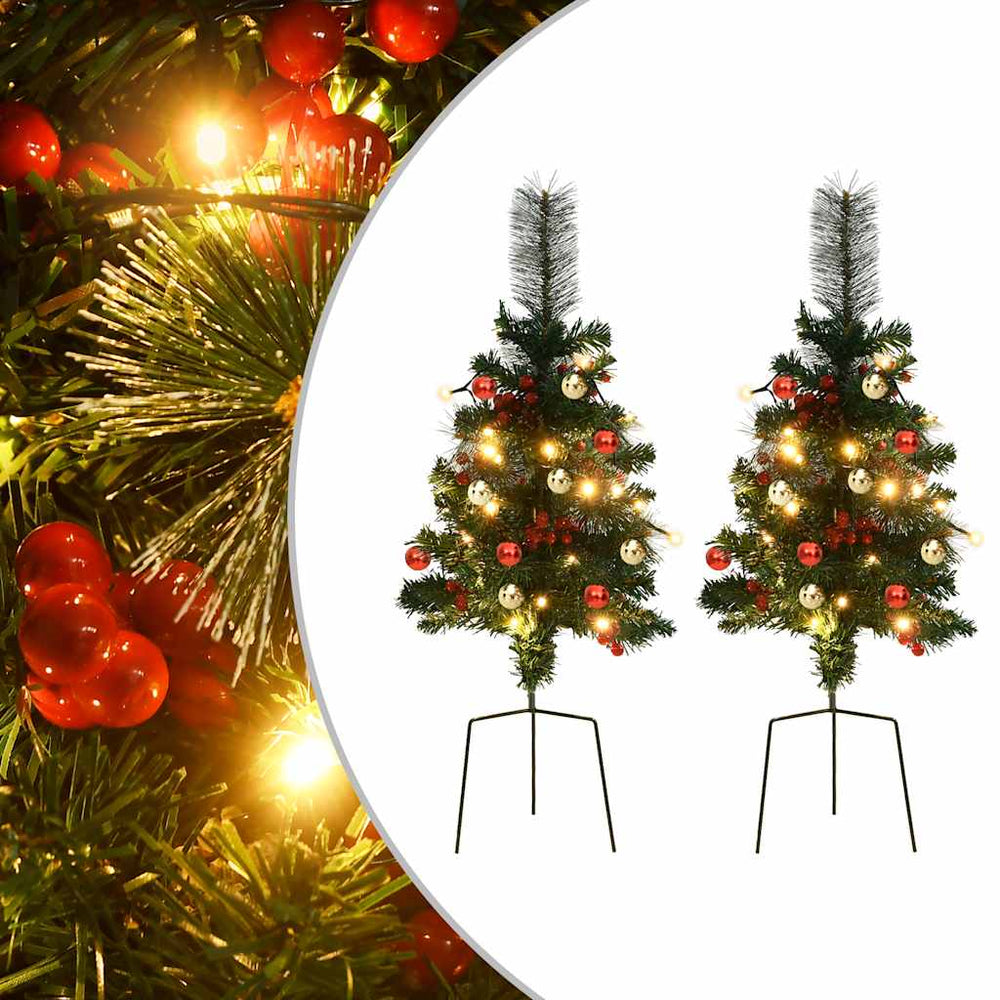 Beleuchtete Outdoor-Weihnachtsbäume, 2er-Set, 76 cm