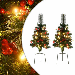 Beleuchtete Outdoor-Weihnachtsbäume, 2er-Set, 76 cm
