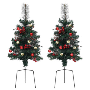 Beleuchtete Outdoor-Weihnachtsbäume, 2er-Set, 76 cm