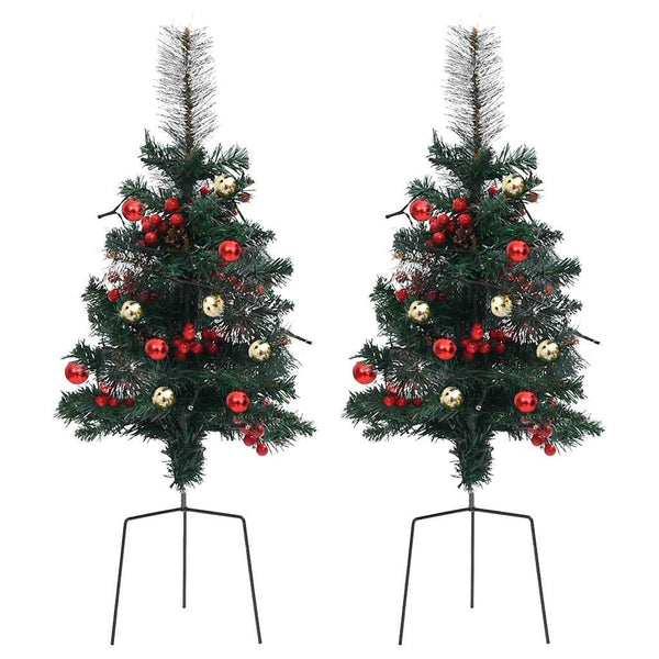 Beleuchtete Outdoor-Weihnachtsbäume, 2er-Set, 76 cm