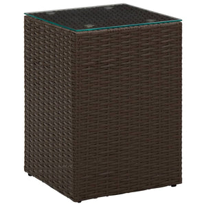 Beistelltisch mit Glasplatte Braun 35x35x52 cm Poly Rattan