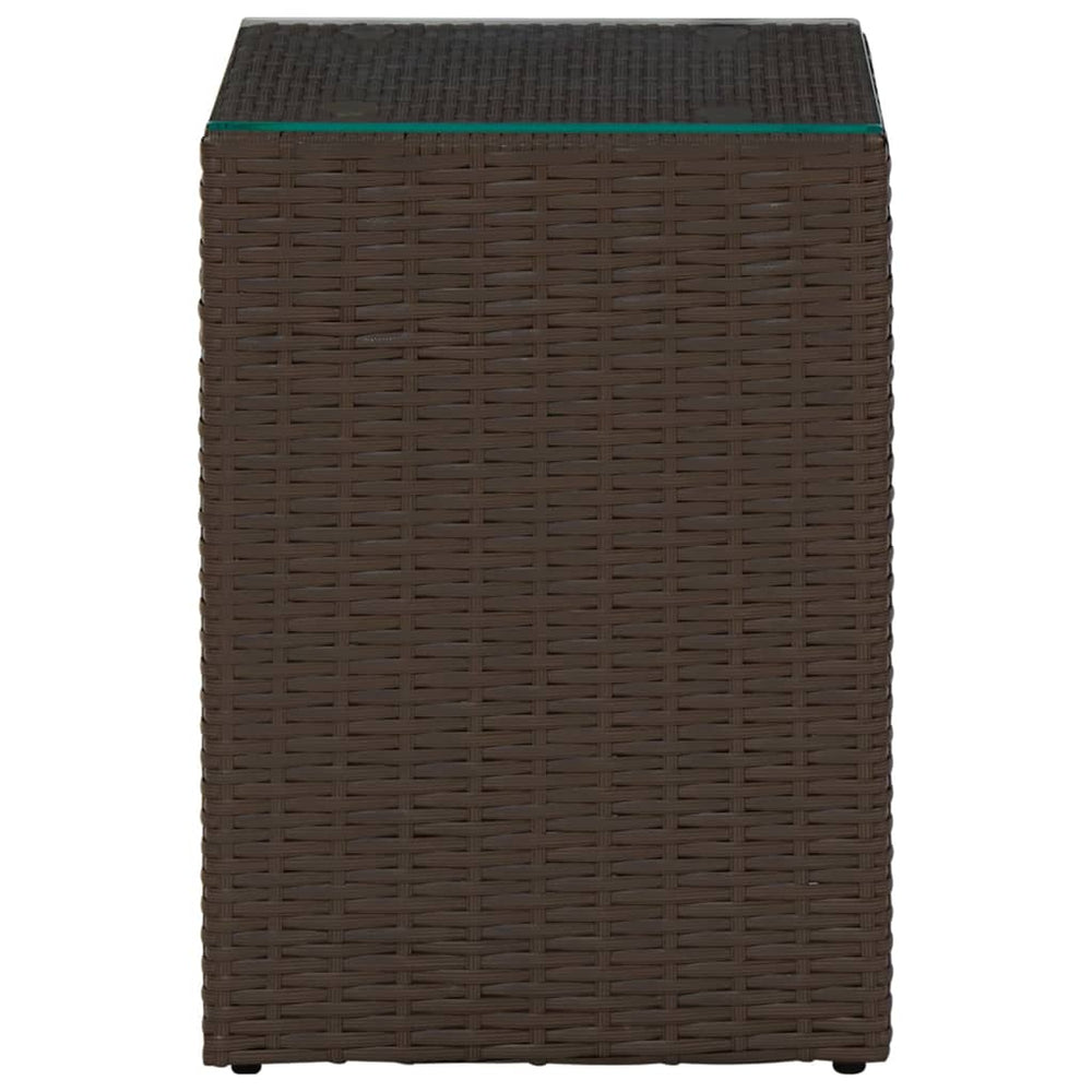 Beistelltisch mit Glasplatte Braun 35x35x52 cm Poly Rattan