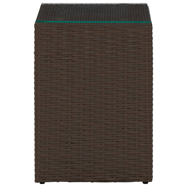 Beistelltisch mit Glasplatte Braun 35x35x52 cm Poly Rattan
