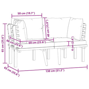 2-Sitzer-Gartensofa mit Kissen Massivholz Akazie