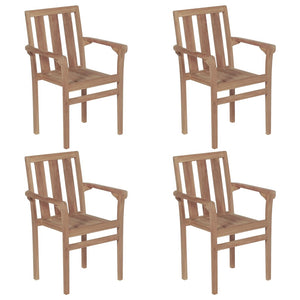 Stapelbare Gartenstühle mit Kissen 4 Stk. Massivholz Teak