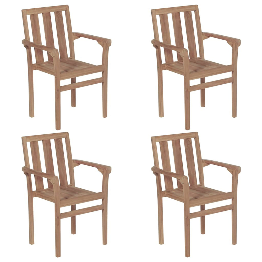 vidaXL Stackable Garden Chairs with Cushions 4 pcs. Solid Teak Wood