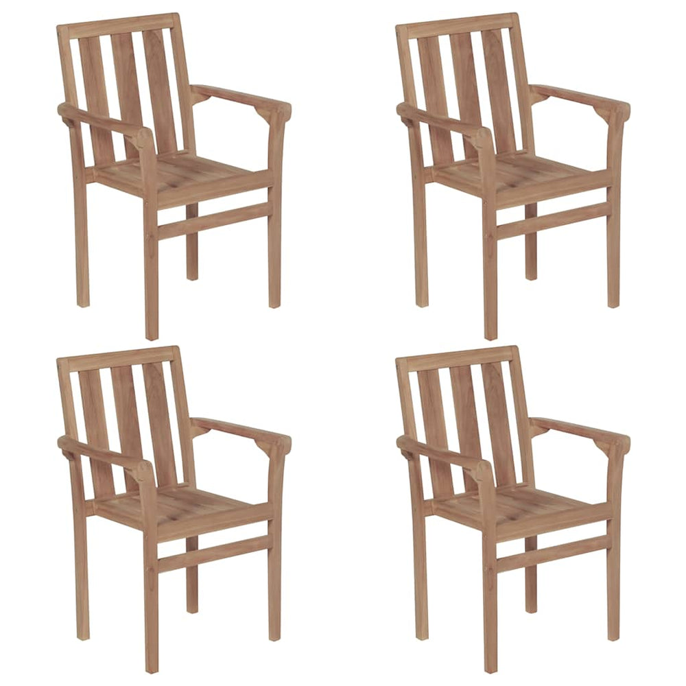 vidaXL Stackable Garden Chairs with Cushions 4 pcs. Solid Teak Wood