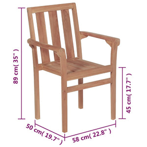 Stapelbare Gartenstühle mit Kissen 4 Stk. Massivholz Teak