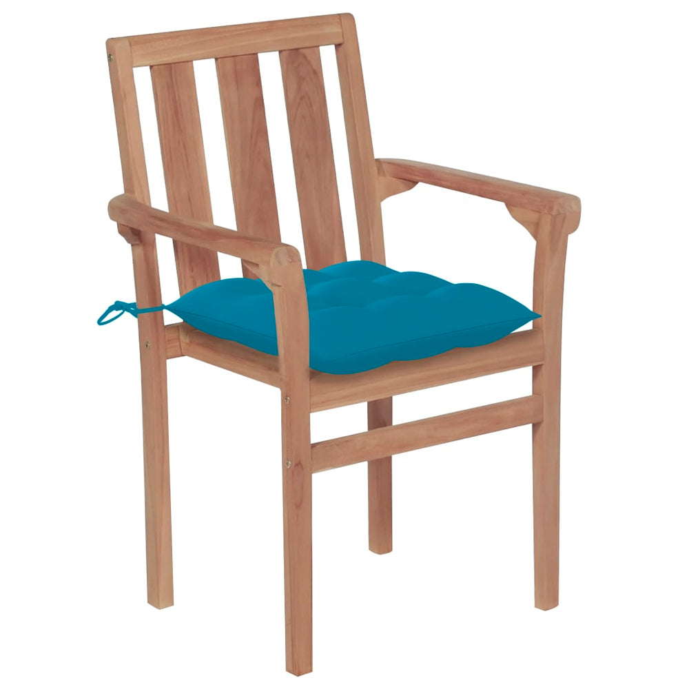 vidaXL Stackable Garden Chairs with Cushions 4 pcs. Solid Teak Wood