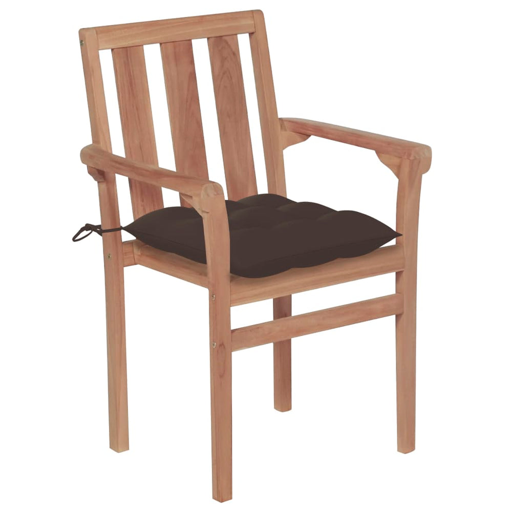 vidaXL Stackable Garden Chairs with Cushions 4 pcs. Solid Teak Wood