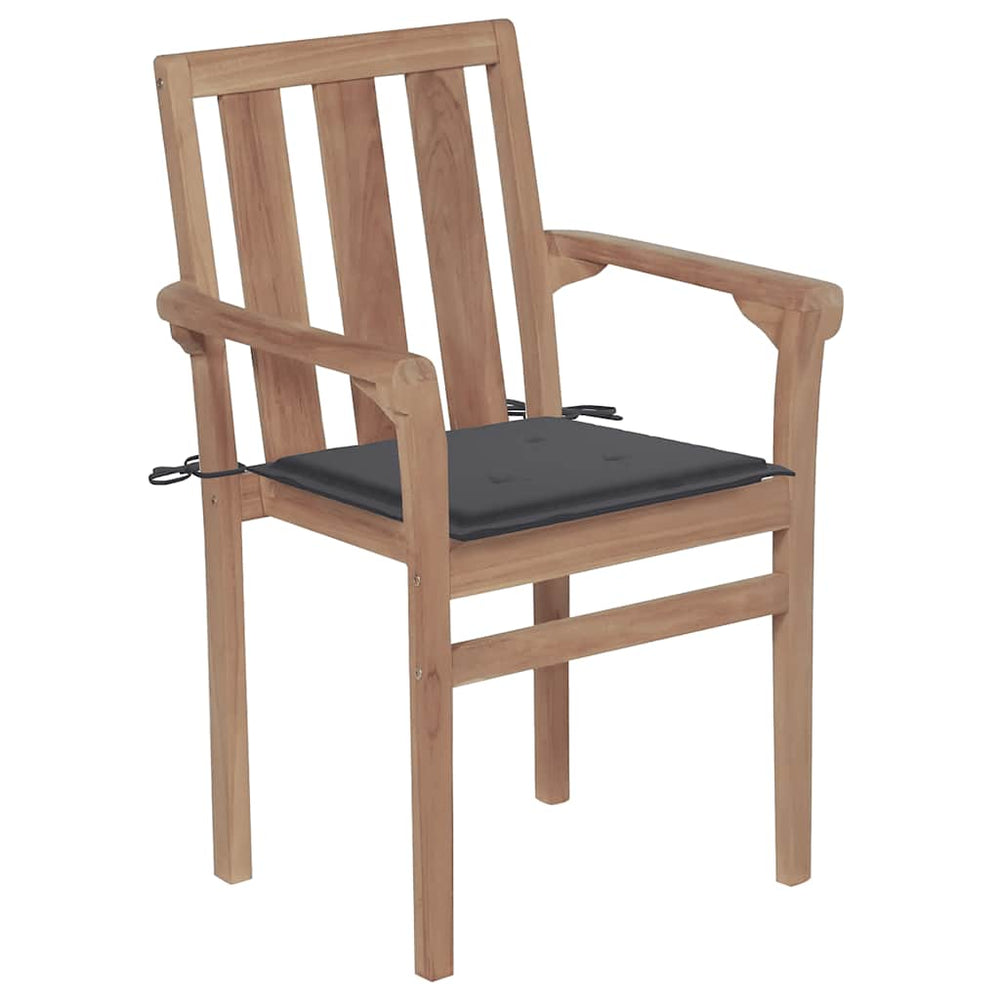vidaXL Stackable Garden Chairs with Cushions 6 pcs. Solid Teak Wood