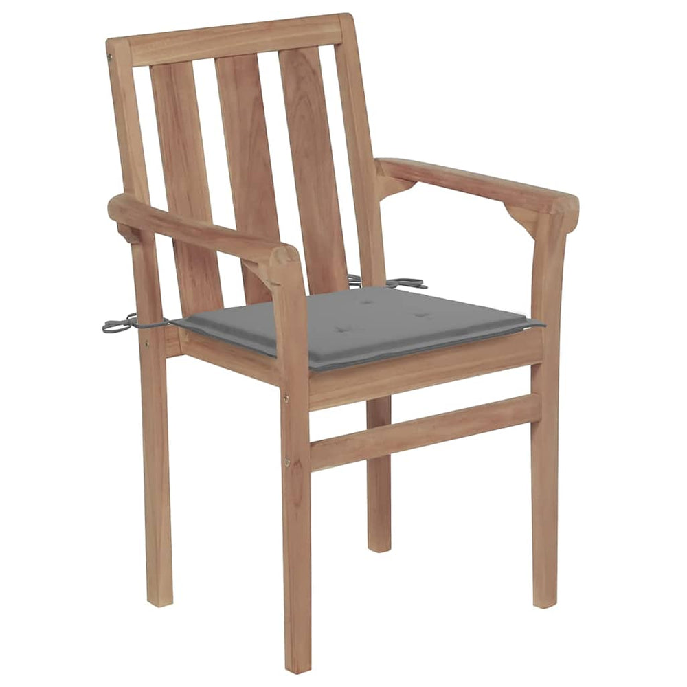 vidaXL Stackable Garden Chairs with Cushions 6 pcs. Solid Teak Wood