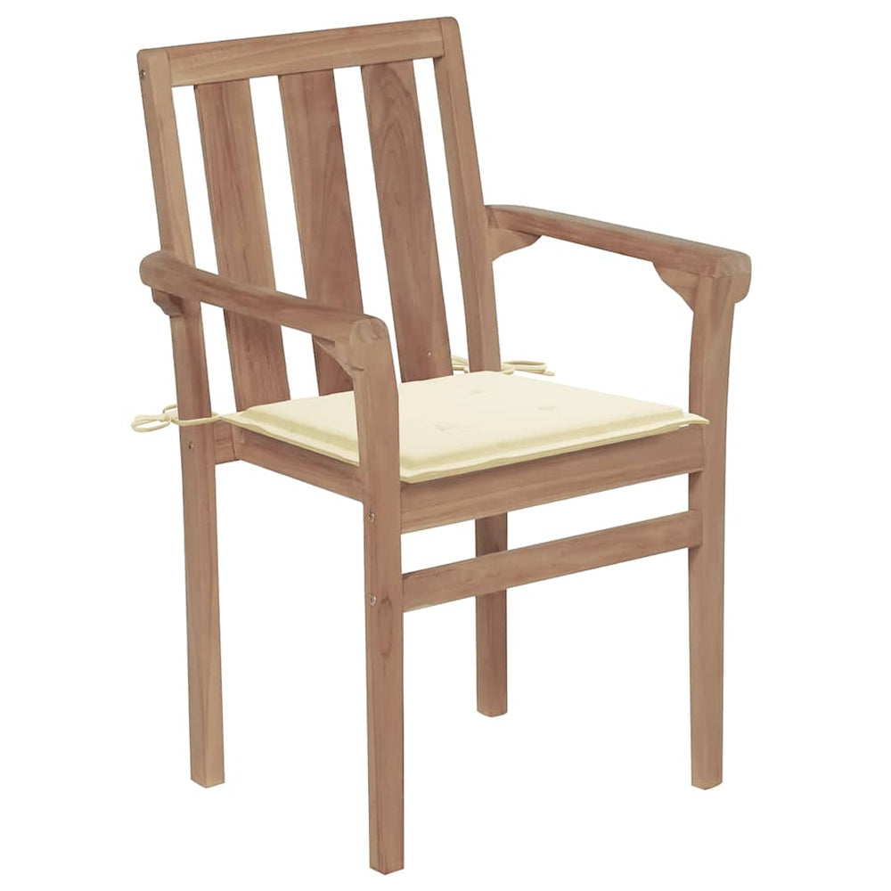 vidaXL Stackable Garden Chairs with Cushions 6 pcs Solid Teak Wood