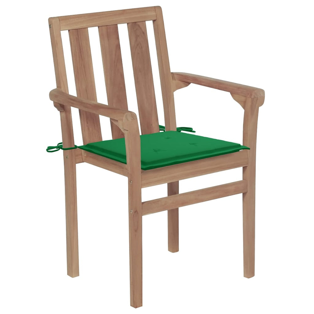 vidaXL Stackable Garden Chairs with Cushions 6 pcs. Solid Teak Wood