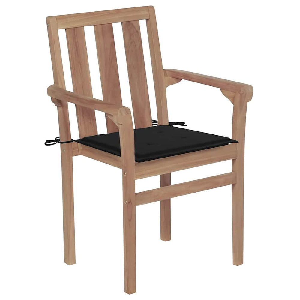 vidaXL Stackable Garden Chairs with Cushions 6 pcs. Solid Teak Wood