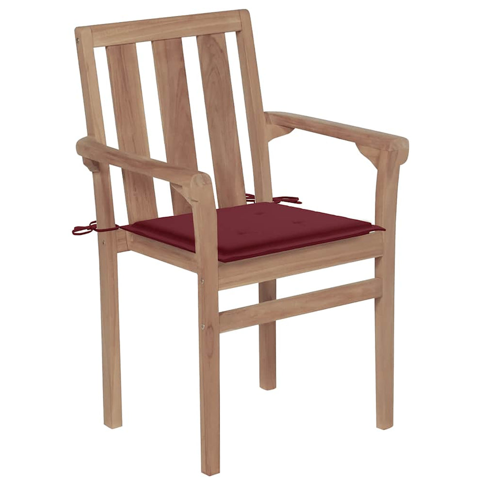 vidaXL Stackable Garden Chairs with Cushions 6 pcs. Solid Teak Wood