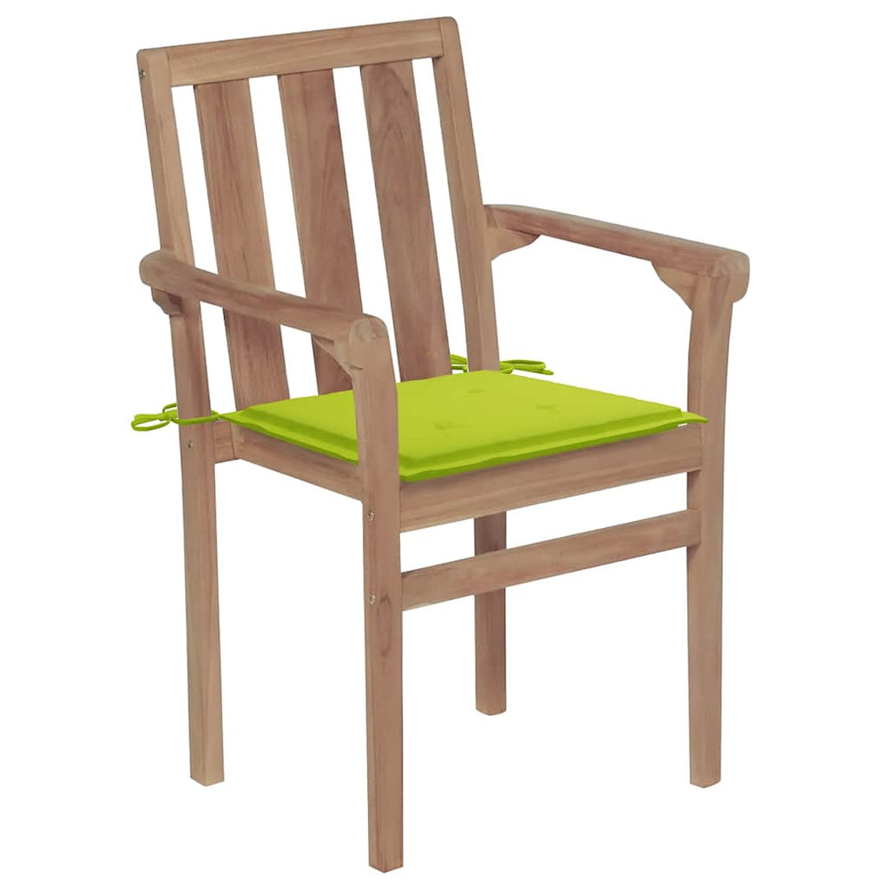 vidaXL Stackable Garden Chairs with Cushions 6 pcs. Solid Teak Wood