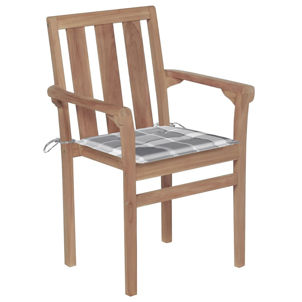 vidaXL Stackable Garden Chairs with Cushions 6 pcs. Solid Teak Wood