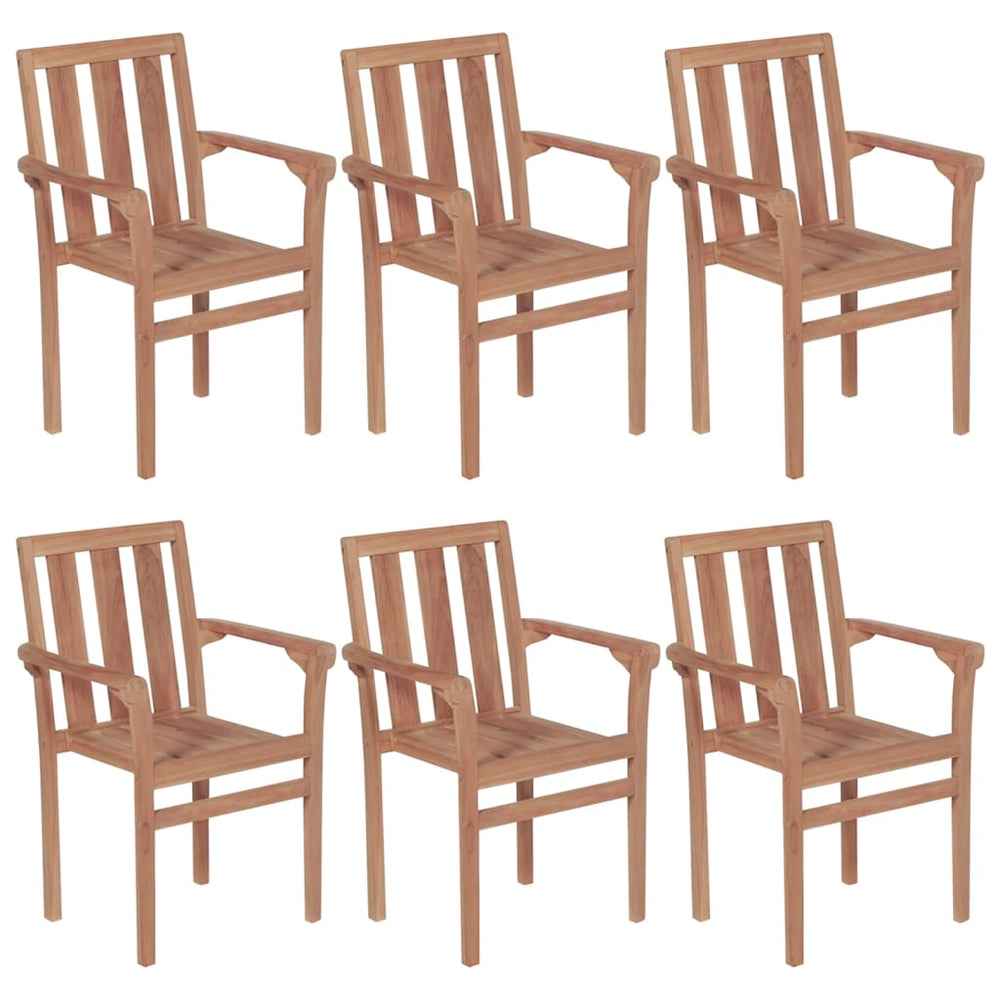 vidaXL Stackable Garden Chairs with Cushions 6 pcs. Solid Teak Wood