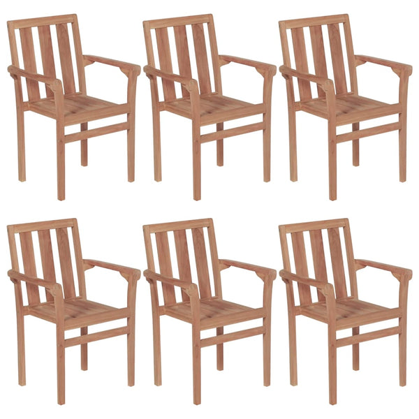 Stapelbare Gartenstühle mit Kissen 6 Stk. Massivholz Teak
