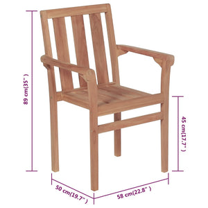 Stapelbare Gartenstühle mit Kissen 6 Stk. Massivholz Teak