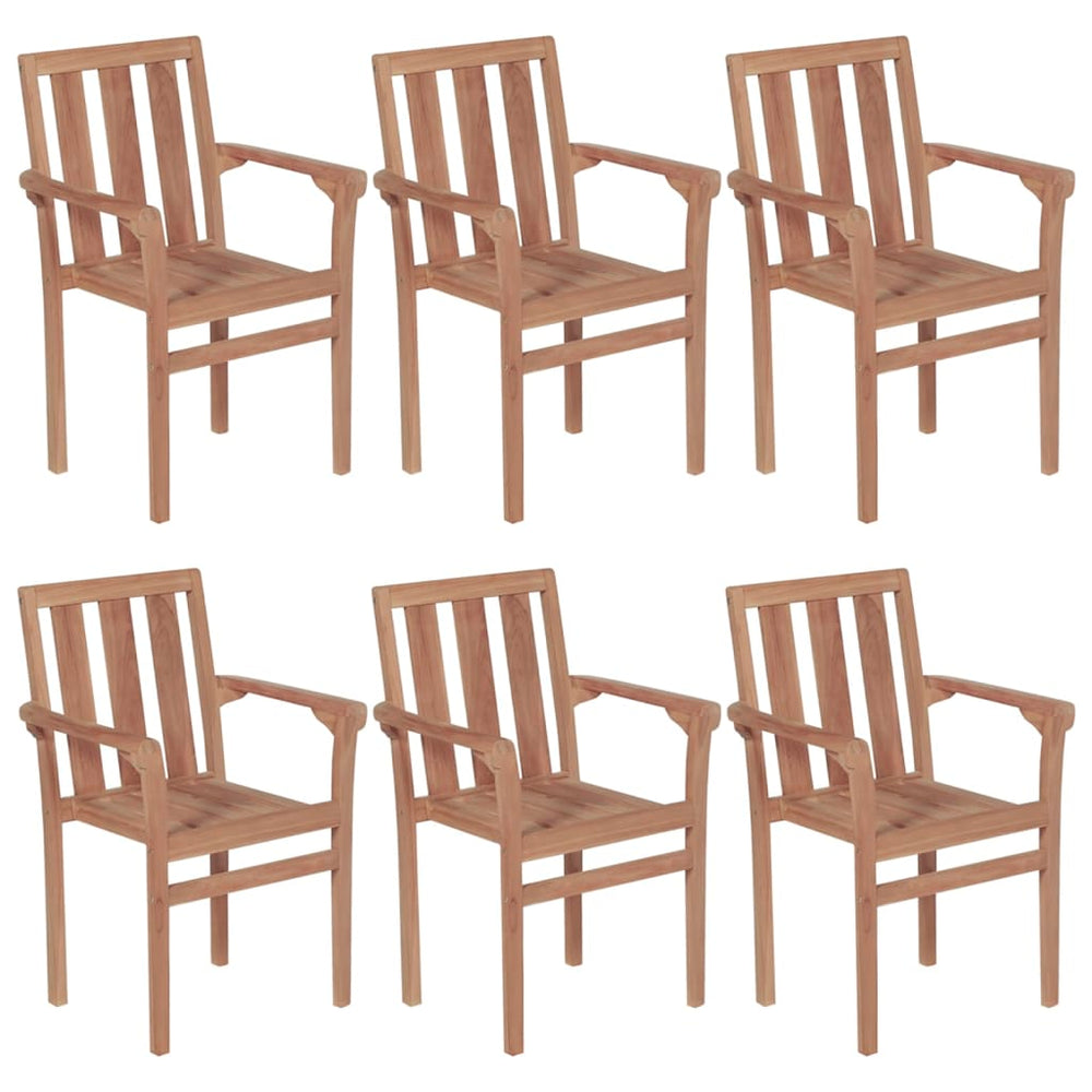 vidaXL Stackable Garden Chairs with Cushions 6 pcs. Solid Teak Wood
