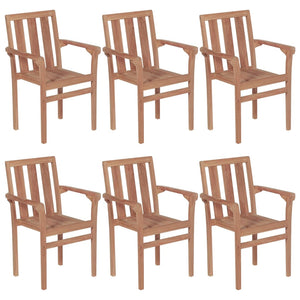 Stapelbare Gartenstühle mit Kissen 6 Stk. Massivholz Teak